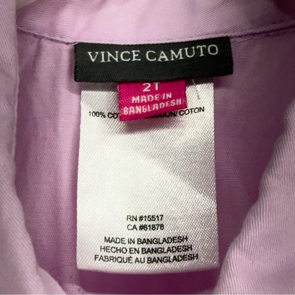 Vince Camuto size 2T Girls Purple Sequin Heart Short Sleeve Button Front Dress